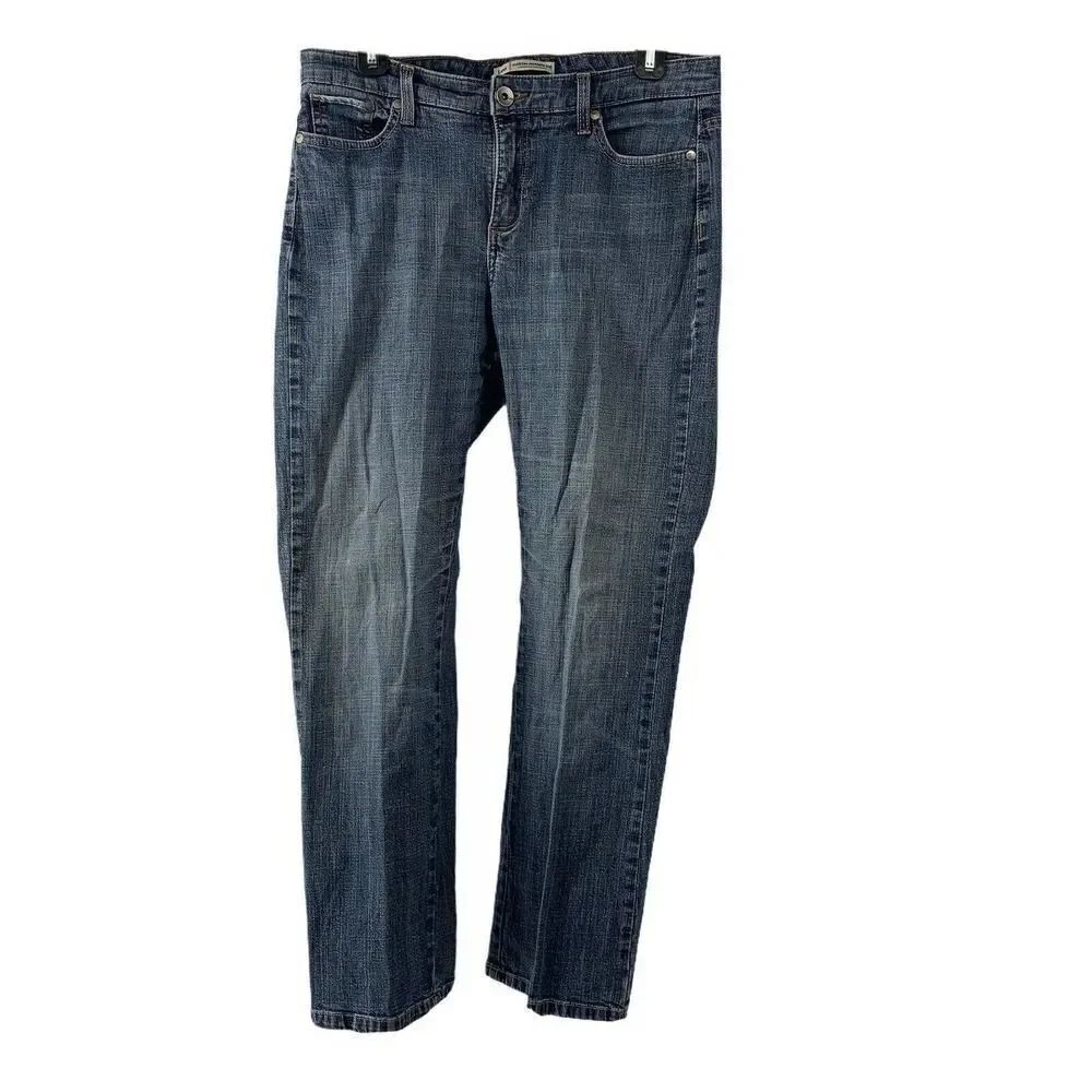 Lee Mid Rise Straight Leg Blue Mom Jeans 10S Short